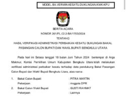 KPU Bengkulu Utara, Mengumumkan Berita Acara Hasil Verifikasi Administrasi Calon Perseorangan