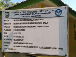 Diduga Gagal Mutu Baru Seumur Jagung Proyek Pembagunan SMAN 14 BU Mulai Rusak