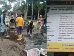 Proyek Penataan Alun Alun Kota Arga Makmur Milik DPUPR, Diduga Tidak Sesuai Spesifikasi