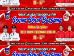 Mari Ramaikan! Senam Sehat Bersama Meriahkan HUT ke-67 Kabupaten Bengkulu Utara